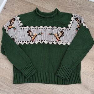 LL Bean Duck Sweater Green organic  Cotton Rollneck size M